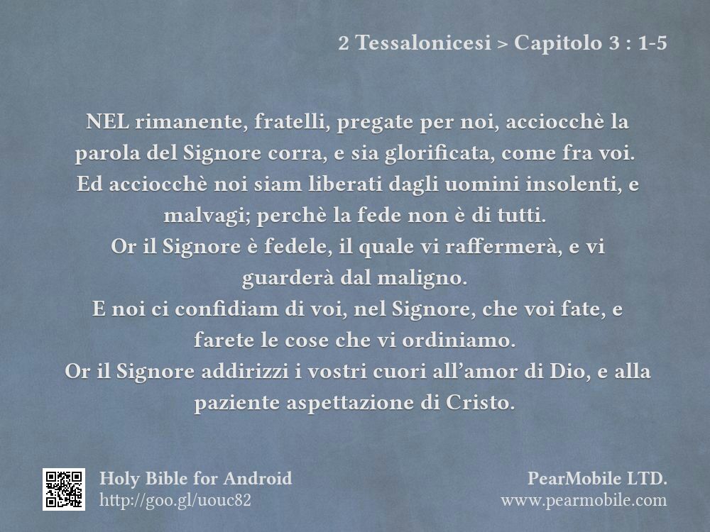 2 Tessalonicesi, Capitolo 3:1-5